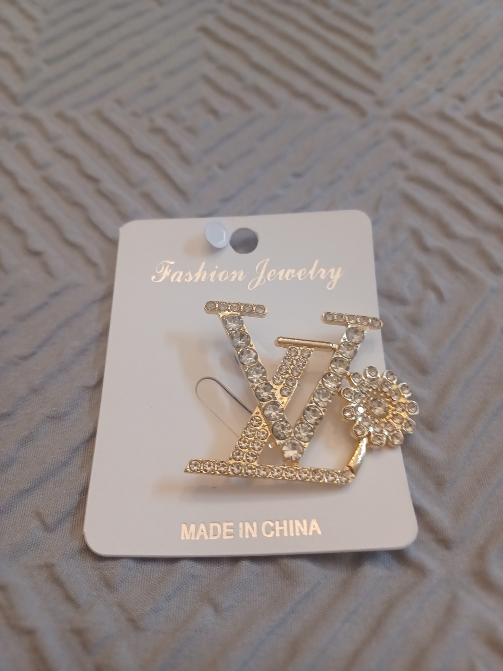 Crystal Gold-Tone Brooch with Floral Accent - Fashion Jewelry